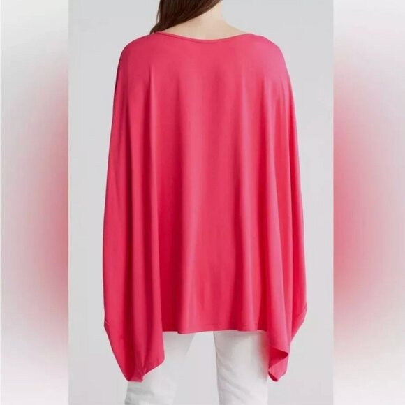 NWT $128 Patrizia Luca Milano Oversize Tunic Top Fuschia OS Poncho Kimono NEW L - Picture 3 of 4